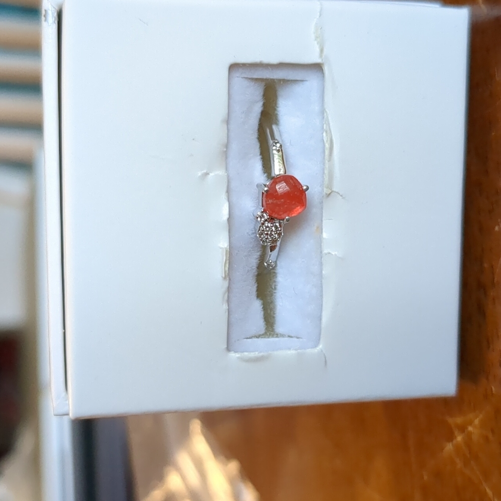 Genuine red quartz ring size 8